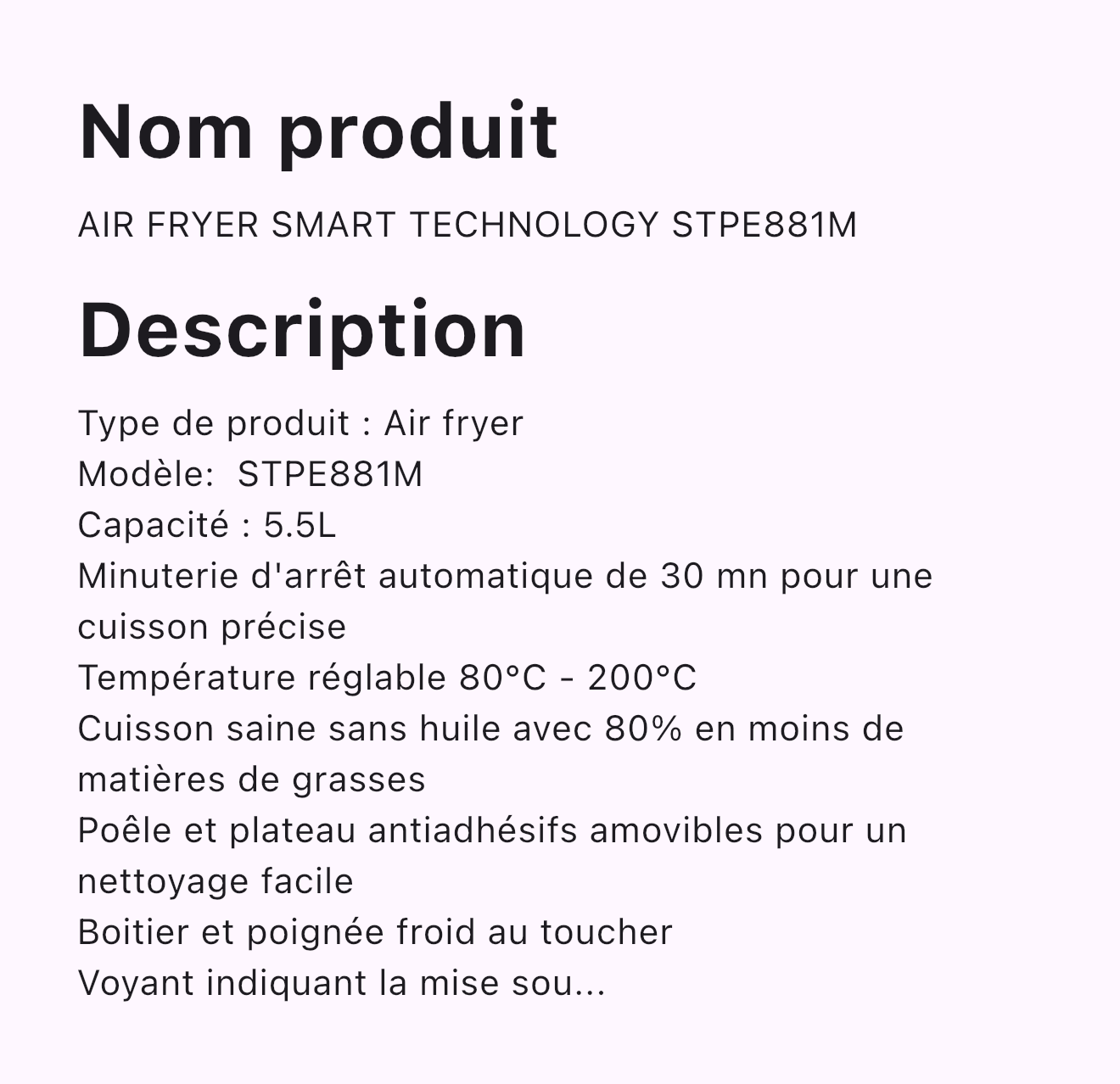 AIR FRYER 7L SMART TECHNOLOGY STPE883M