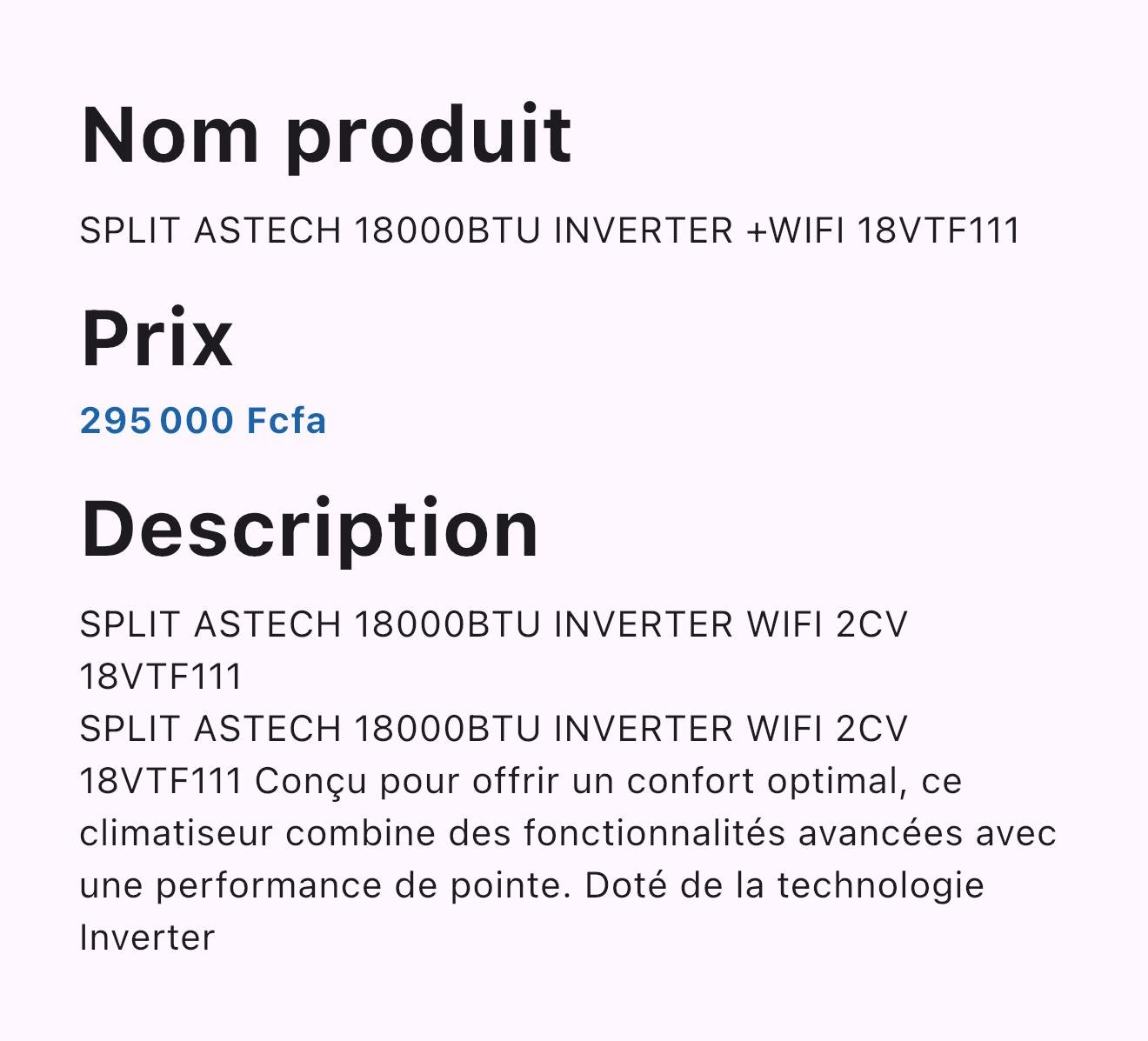 Climatiseur Split 9000 BTU Économique