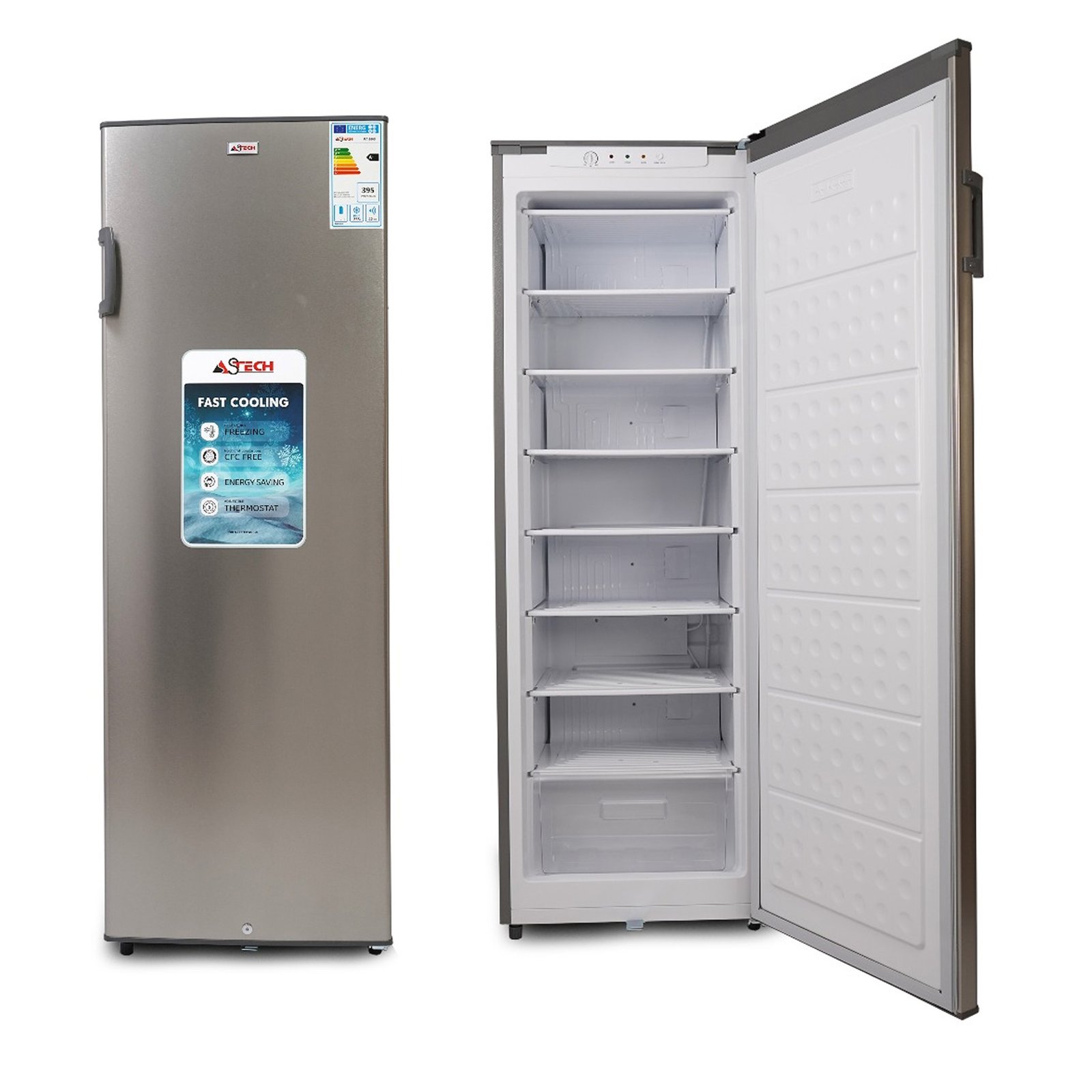 CONGELATEUR ASTECH VERTICAL 8TIROIRS PLAQUE ALUMINIUM GRIS GM PA360S