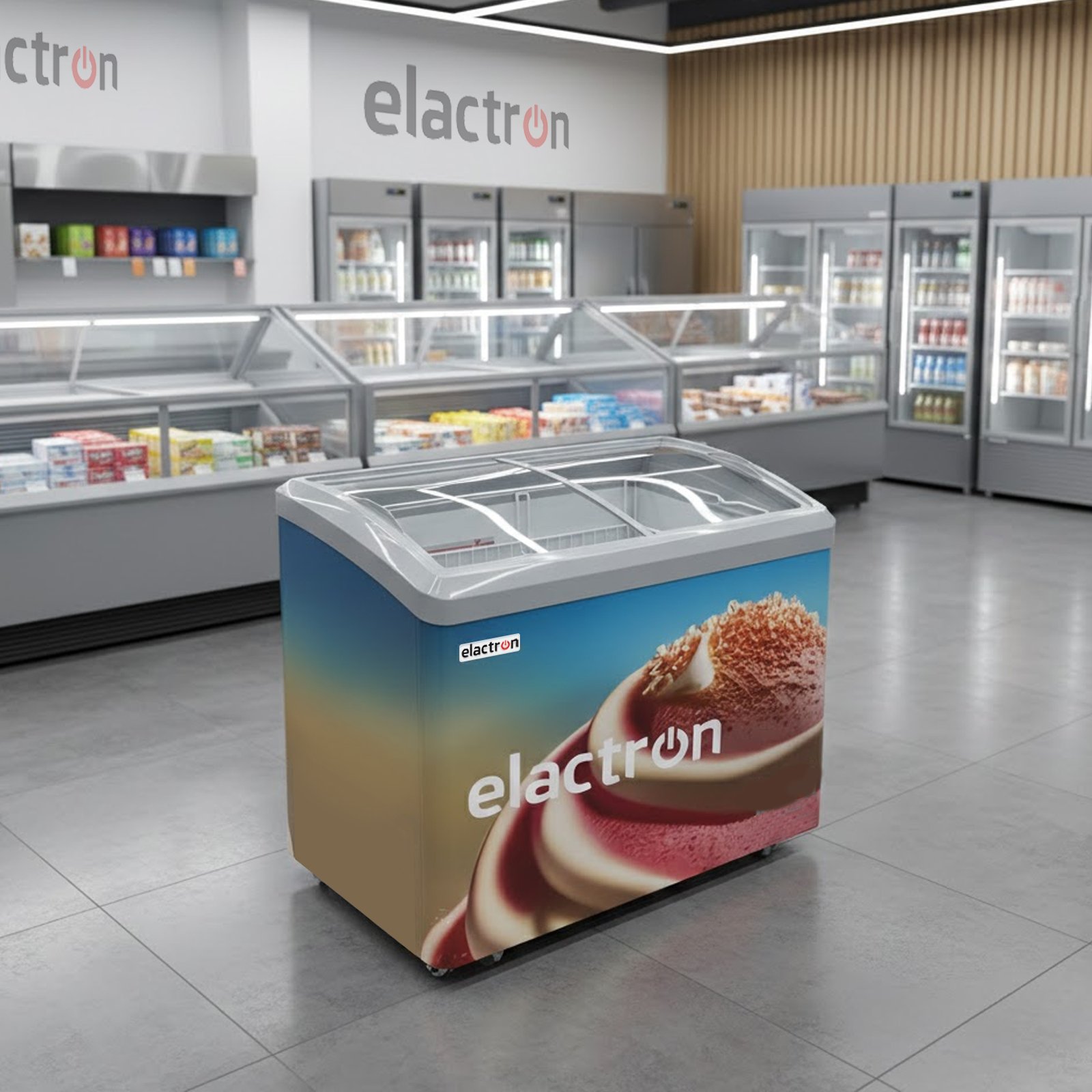 CONGELATEUR ELACTRON HORIZONTAL VITRINE 250LITRES SD165BY