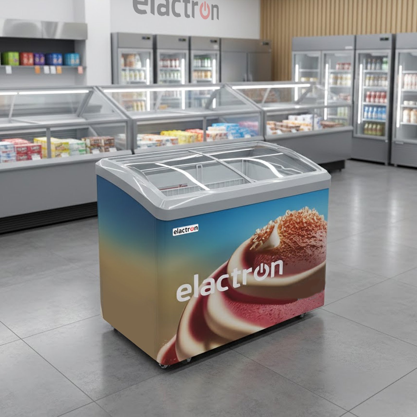 CONGELATEUR ELACTRON HORIZONTAL 300LITRES VITRINE EL208Y