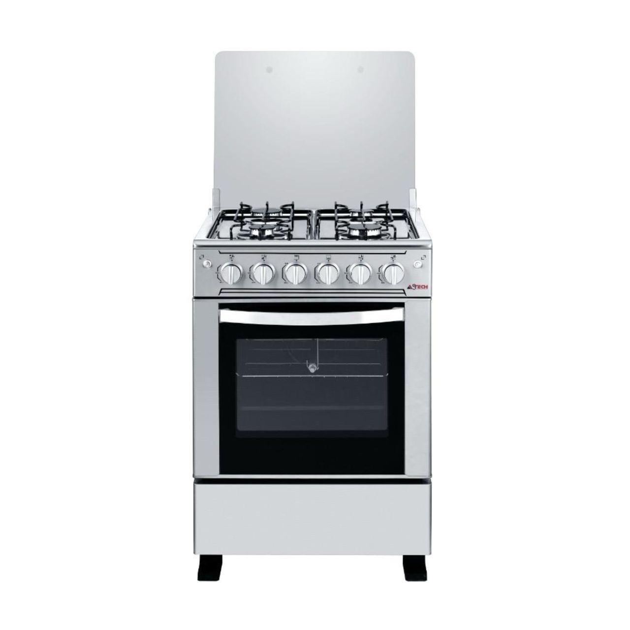 CUISINIÈRE ASTECH 4FEUX 60X60 À GAZ AVEC FOUR À GAZ INOX MIS CSI60MS