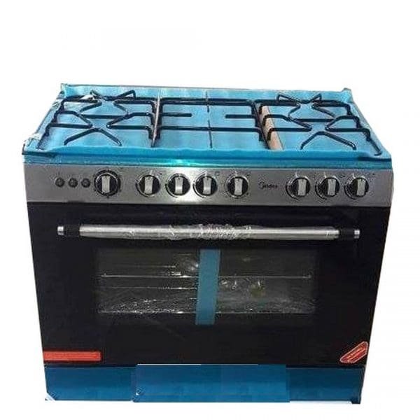 Cuisinière Midea 5 Feux 90×60 Inox – Four et Grill à Gaz – 90LMG5G0281