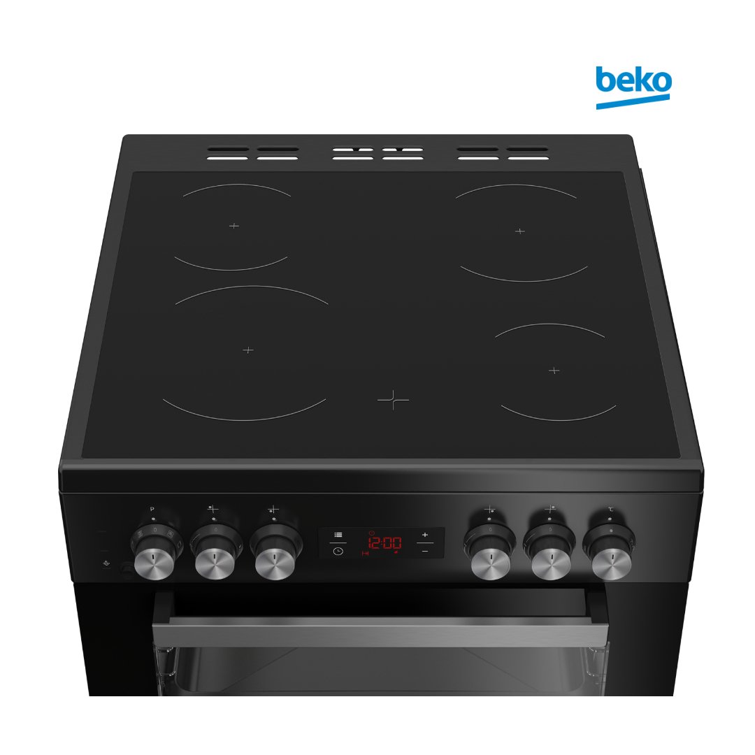 CUISINIERE BEKO 4FEUX 60X60 INDUCTION + FOUR ELECTRIQUE NOIR FSM6730SBCS
