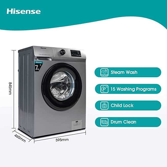 MACHINE A LAVER HISENSE 7KG FRONT LOAD GRIS WFVB7012MT