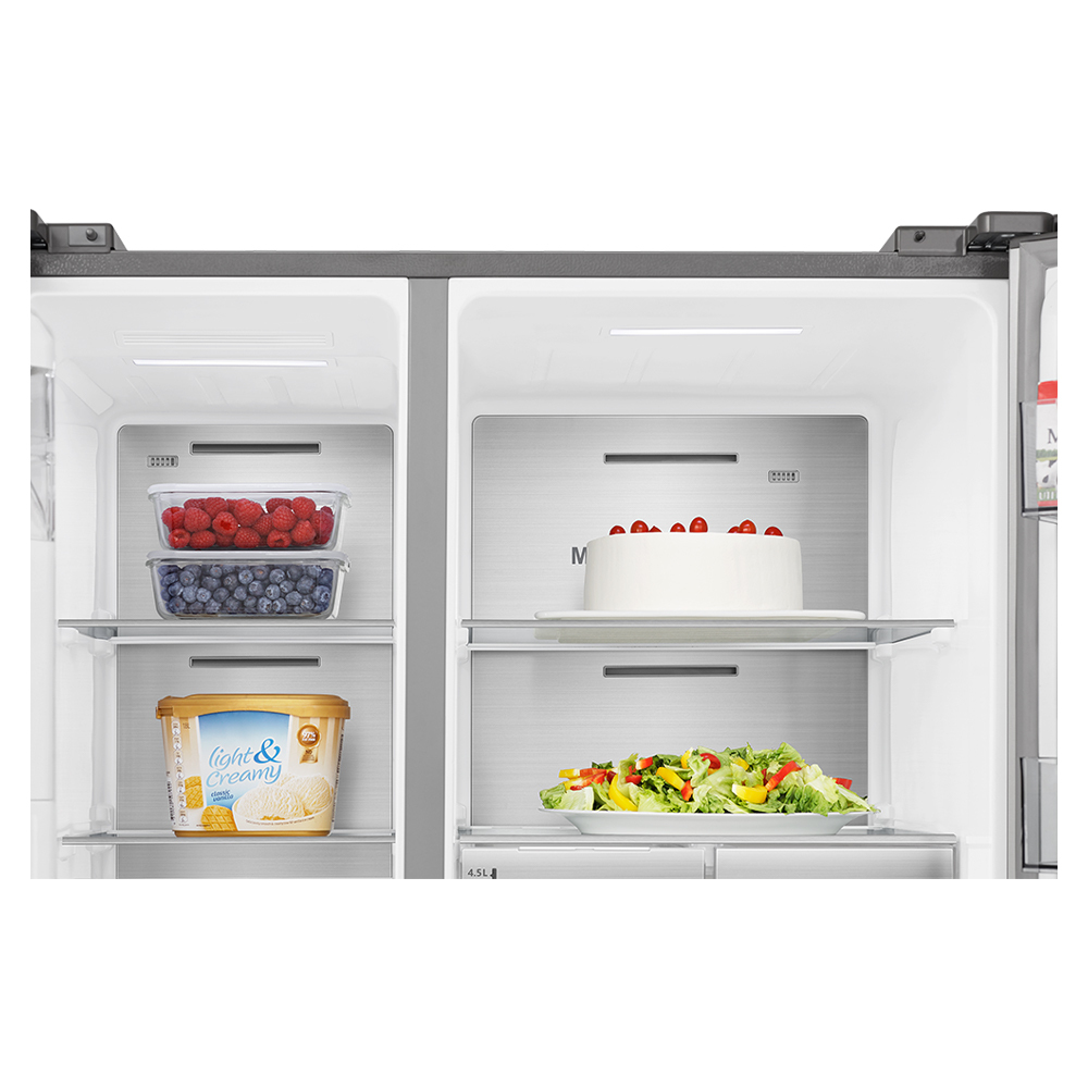 REFRIGERATEUR HISENSE SIDE BY SIDE 4PORTES 628L AVEC FONTAINE INVERTER WIFI INOX RS82WS4SB