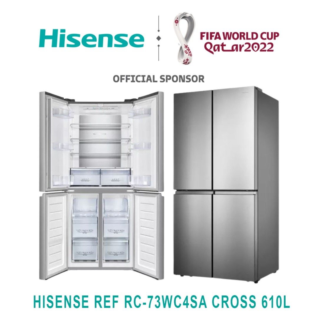 REFRIGERATEUR HISENSE SIDE BY SIDE 4PORTES 500LITRES CROSS RC73WC4SA