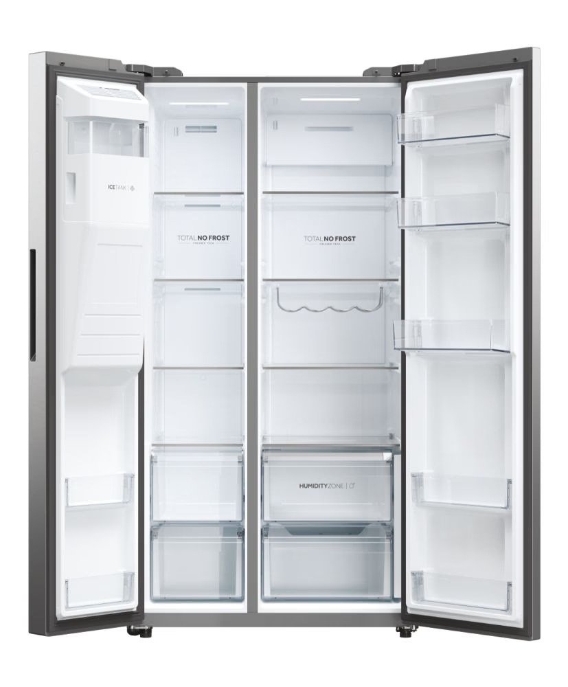 REFRIGERATEUR HAIER SIDE BY SIDE 2PORTES DISTRIBUTEUR GLACON GRIS HSW59F18EIMM