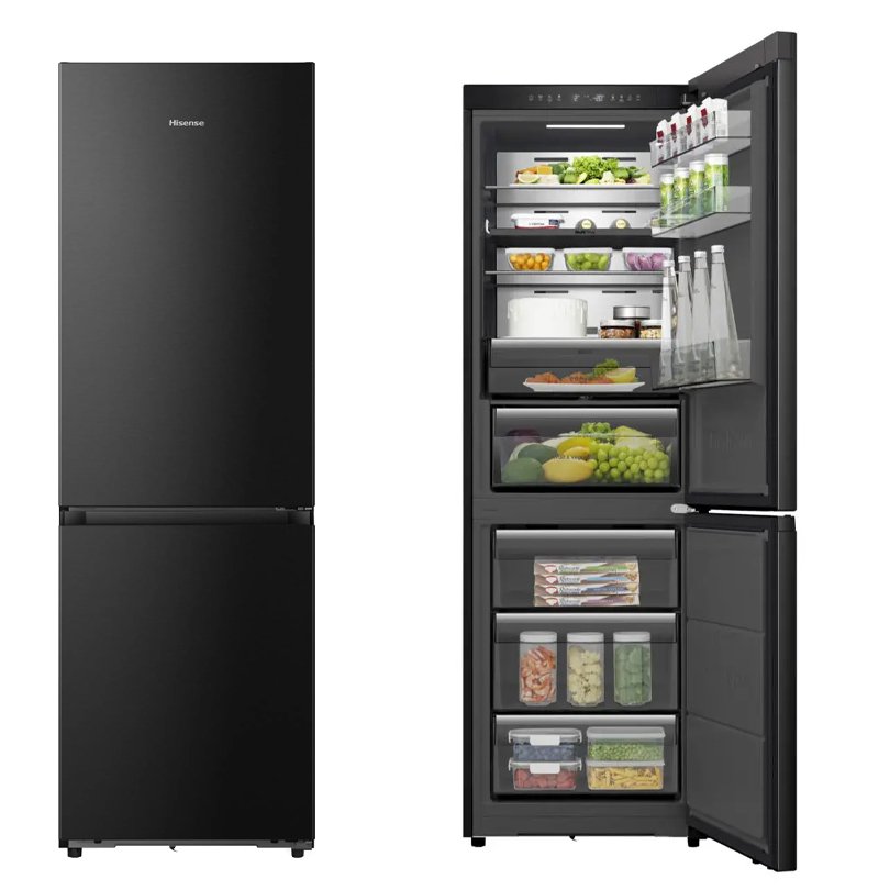 REFRIGERATEUR HISENSE COMBINE 3TIROIRS 370LITRES NOFROST INVERTER NOIR RB5K330GSFE