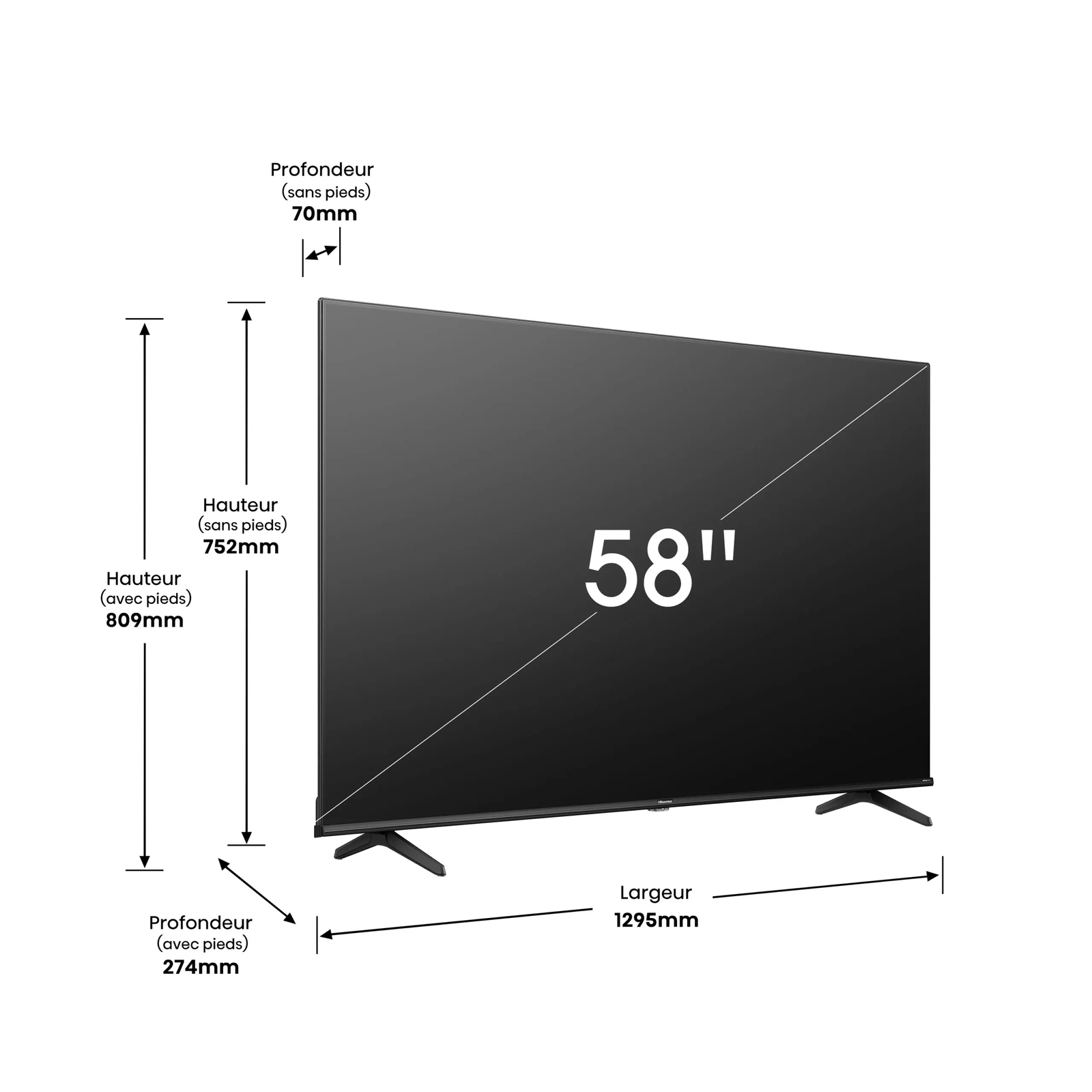TELEVISEUR HISENSE 58'' LED UHD 4K SMART VIDAA 58A6N